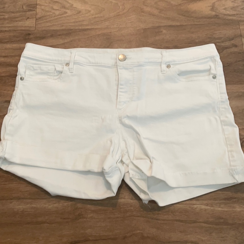 LOFT white denim shorts. Size 14